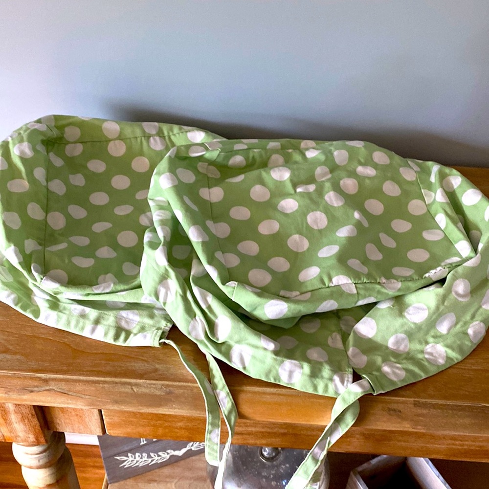 Set of two pottery barn kids basket liners polka dot green